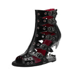Sandales Gothiques Talon Griffe Métallique – Cuir Noir & Détails Œillets - antre gothique
