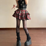 Gothic Checkered Mini Skirt Punk Style