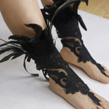 Manchettes gothiques en dentelle et plumes – Plusieurs couleurs disponibles