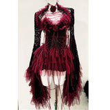 Robe Gothique en Dentelle Roses et Perles