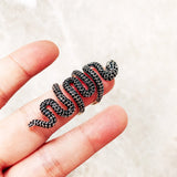 Bague Gothique Serpent Envoûtant en Argent 925 & Zircons Noirs