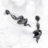 Boucles d’Oreilles Gothiques Serpent en Argent 925 – Zircons Noirs