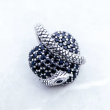 Pendentif Cœur Serpent Noir – Argent 925 & Zircon
