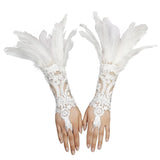 Manchettes gothiques en dentelle et plumes – Plusieurs couleurs disponibles