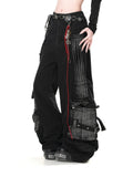 Pantalon Cargo Gothique Oversize avec Détails Contrastés