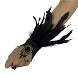 Manchettes gothiques en dentelle et plumes – Plusieurs couleurs disponibles