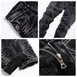 Jean gothique Rivet Noire – Denim délavé & esprit punk rétro