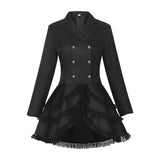 Veste steampunk Obsidian Ravel – Blazer croisé & dentelle victorienne