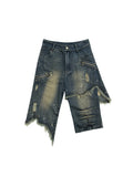 Short Gothique en jean déchiré vintage - Antre Gothique