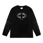 T-shirt Gothique Oversize à Manches Longues avec Imprimé Croix - Antre Gothique