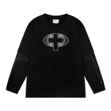 T-shirt Gothique Oversize à Manches Longues avec Imprimé Croix - Antre Gothique