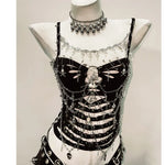 Top Bustier Gothique avec Chaînes et Détail Crâne - Antre Gothique