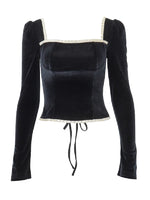 Top Corset Gothique Vintage à Col Carré - Antre Gothique
