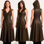 robe-gothique-a-capuche-cuir-pu - antre gothique