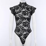 Gothic Bodysuit<br> Floral Embroidery