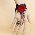 Bracelet Gothique <br /> à Rose Rouge - L'Antre Gothique