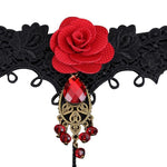 Bracelet Gothique <br /> à Rose Rouge - L'Antre Gothique
