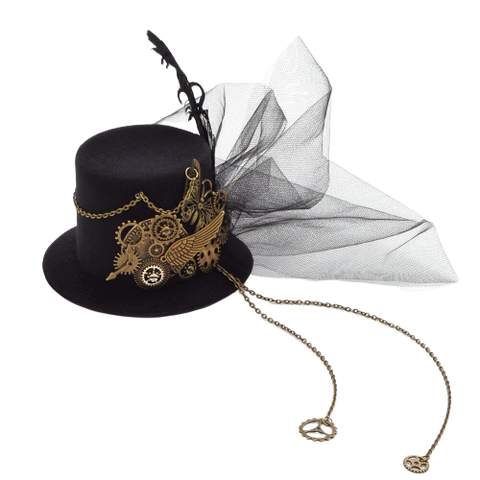 Chapeau Gothique Steampunk Avec Oiseau Et Lunettes – Festival Metal, Cosplay, Carnaval – Tissu Non Tissé Et Plastique - 11