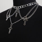 Gothic Necklaces<br> Superimposed Crosses 