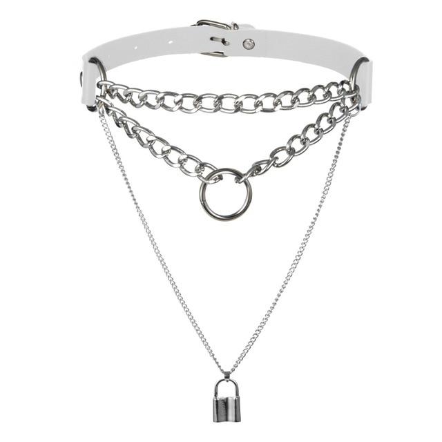 Collier Ras Du Cou En Forme De Cœur - Noir Gothique - Cuir PU Et Métal - Longueur Réglable 44 Cm