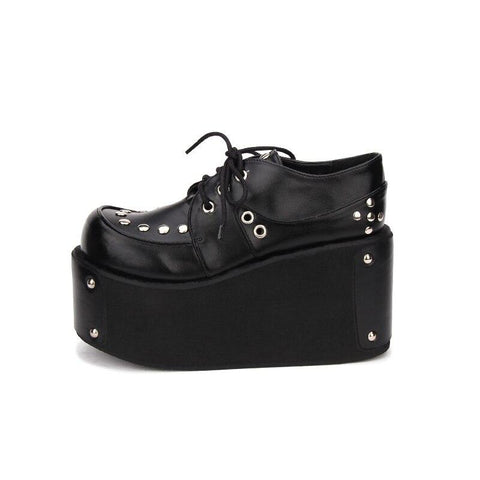 Scarpe Creepers Punk Donna | Plateau 5cm | Pelle | Stringate Goth - Foto 3