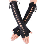 Gotischer Handschuh<br> Schwarze Schnürung