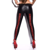 Gothic Leggings<br> Lace-up Red