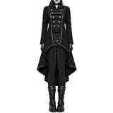 Gothic Coat<br> Black Slim Plain Pleated