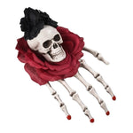 Pince a cheveux gothique Rose Noir Main Squelette