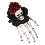 Pince à cheveux gothique <br /> Rose Noir & Main Squelette