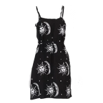 Robe Gothique Noir Imprime Soleil et Lune 