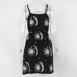 Robe Gothique <br /> Noir Imprime Soleil et Lune