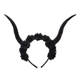 Gothic Headband<br> Horn and Black Rose