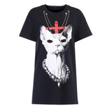 T-Shirt Gothique Imprimé Chat 