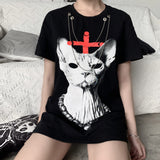 T-Shirt Gothique <br /> Imprimé Chat