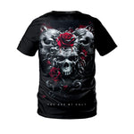 T-Shirt Gothique <br /> Imprimé de Rose Rouge - L'Antre Gothique