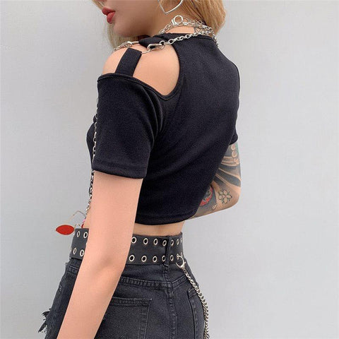 T-shirt gothique femme WIXXSIN imprimé d'une colonne vertébrale T-shirt gothique femme WIXXSIN imprimé d'une colonne vertébrale