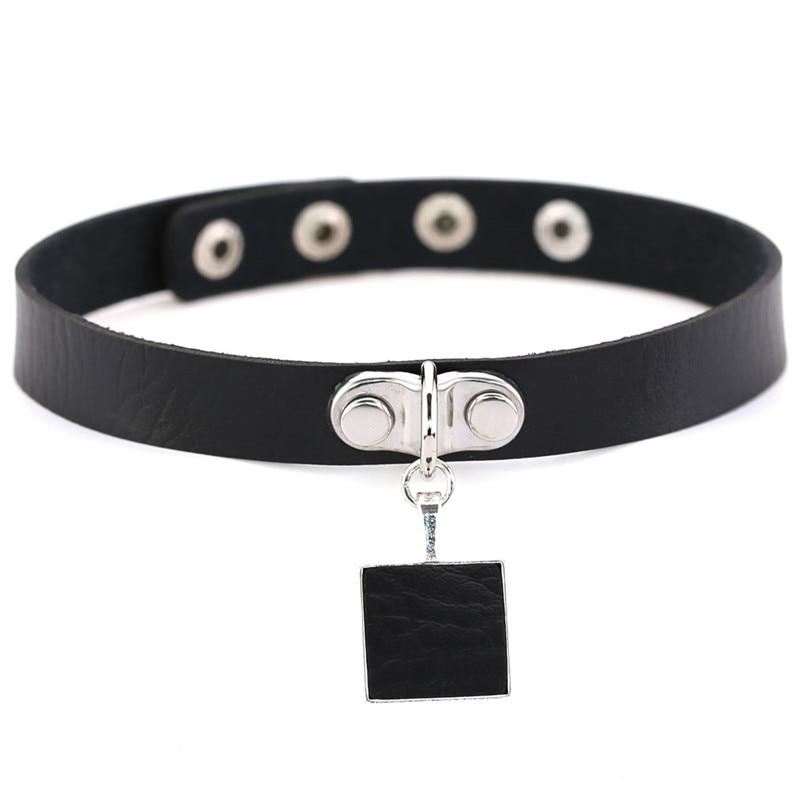 Collier Ras Du Cou En Forme De Cœur - Noir Gothique - Cuir PU Et Métal - Longueur Réglable 44 Cm